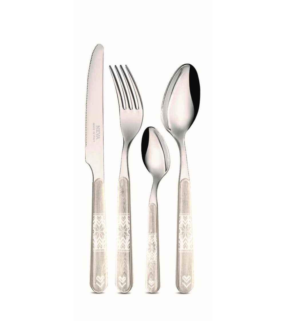 Set di Posate Natalizie Cottage 24 Pezzi Beige - Neva Posateria Creativa - 