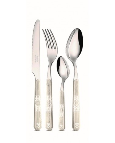 Set di Posate Natalizie Cottage 24 Pezzi Beige - Neva Posateria Creativa - 