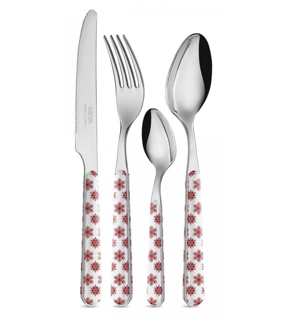 Weihnachtsbesteck Schneeflocken 24-teilig Weiß / Rot - Neva -