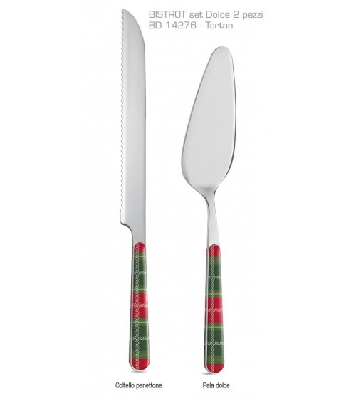 Set 8pcs Couverts Tartan Doux Noël Vert / Rouge - Neva Posateria Creativa -