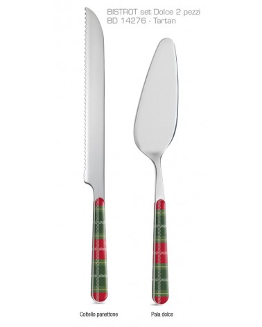 Set 8-teiliges Weihnachtsbesteck mit süßem Schottenkaro, Grün / Rot - Neva Posateria Creativa -