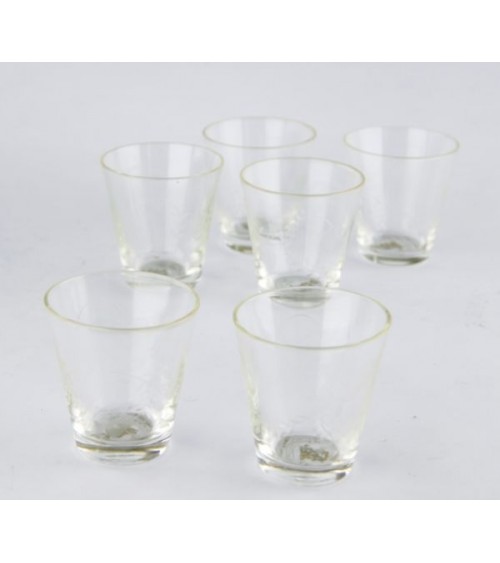 Set mit 6 Weingläsern aus handgeschliffenem transparentem Kristall und Blumengravur – Königliche Familie –
