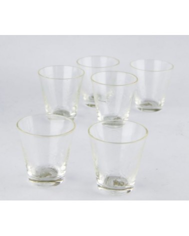 Set mit 6 Weingläsern aus handgeschliffenem transparentem Kristall und Blumengravur – Königliche Familie –