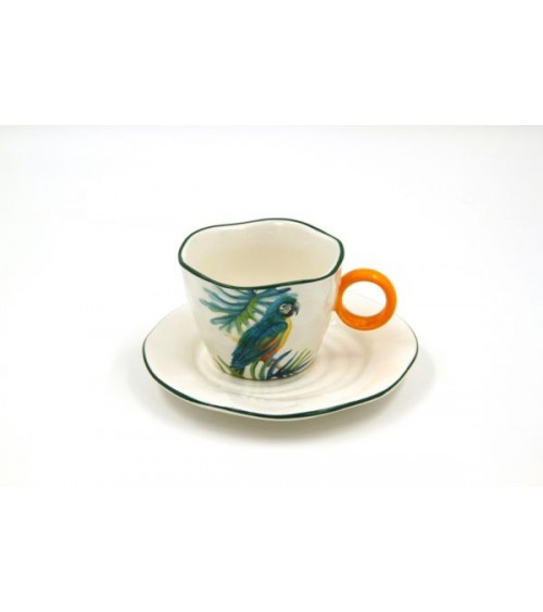 Service pour 6 Personnes Tasses à Thé en Porcelaine "Jungle Parrots" - Royal Family - 