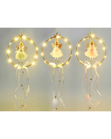 Weihnachtsdekoration - 6 Rosenkranz mit Engel und Lichtern - 