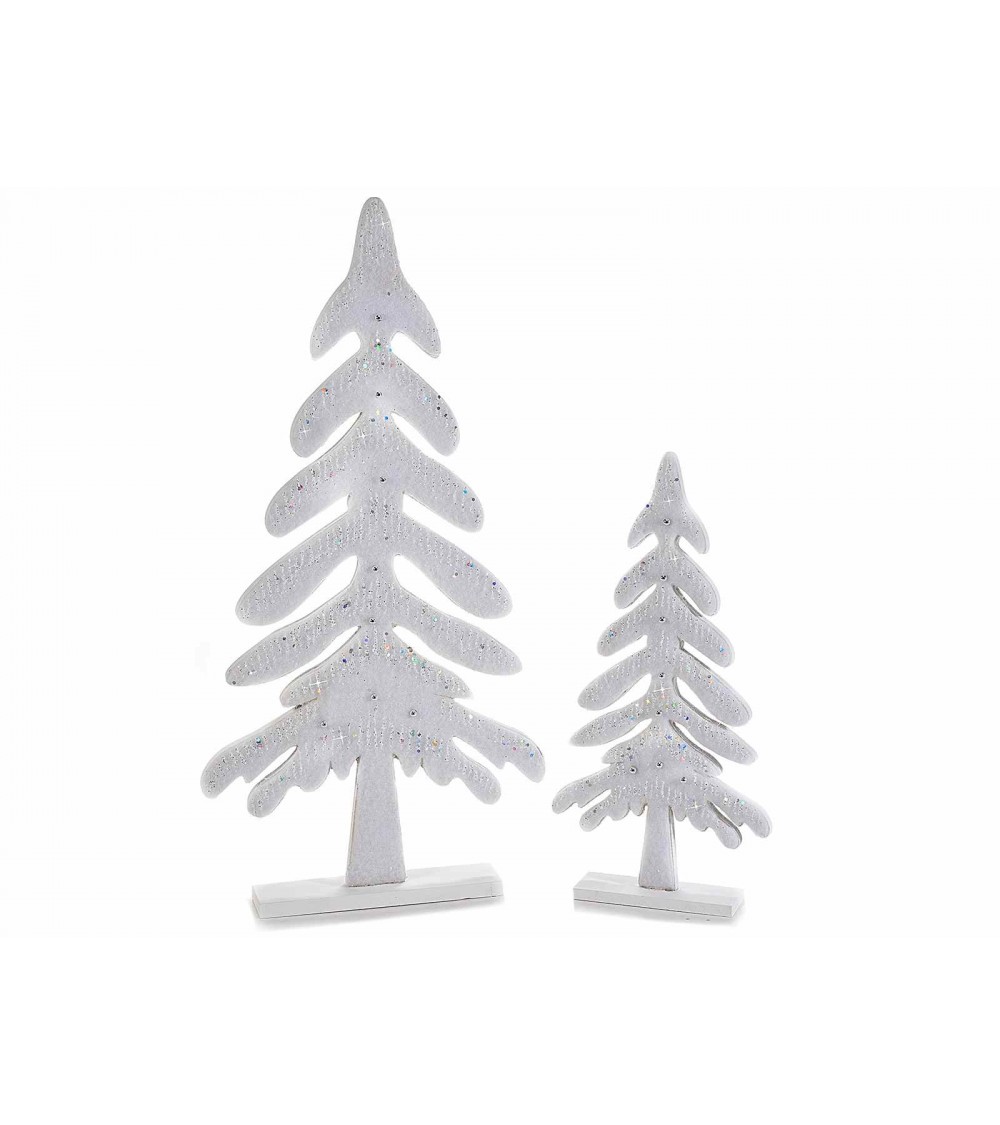 Set 2 Christmas Trees in Silver Wood - Christmas Decorations -  - 