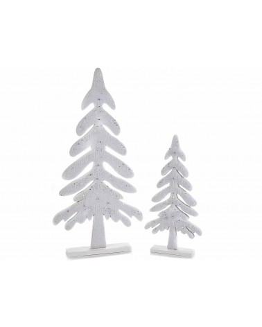 Set 2 Weihnachtsbäume aus Silberholz - Weihnachtsschmuck - 