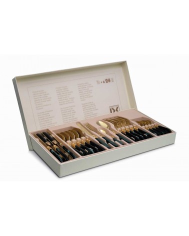 Vittoria Argento Servizio 24 Pezzi Posate Colorate - 