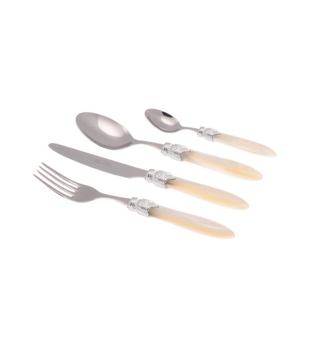 Laura Argento Set 24-teilig, farbiges Besteck – Rivadossi Sandro – perlmuttfarbenes Elfenbein