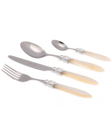 Laura Argento Set 24 Pieces Colored Cutlery - Rivadossi Sandro - pearly ivory