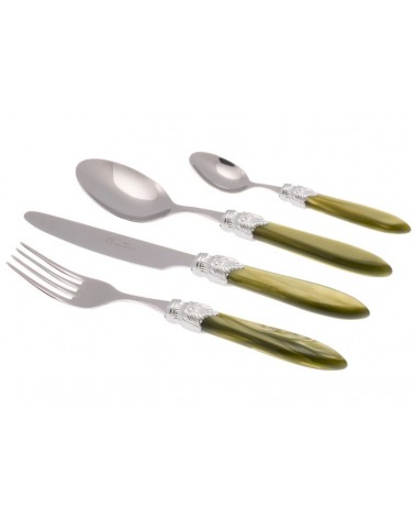 Laura Argento Set 24-teiliges farbiges Besteck – Rivadossi Sandro – perlmuttfarbenes Olivgrün