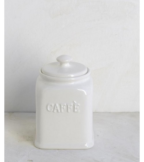 Barattolo Caffè in Ceramica Bianca Tappo Ermetico - 