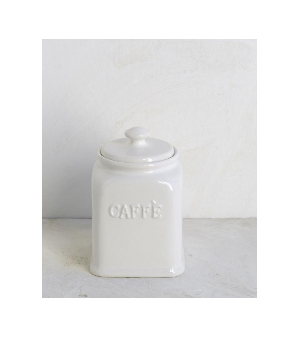 Barattolo Caffè in Ceramica Bianca Tappo Ermetico - 