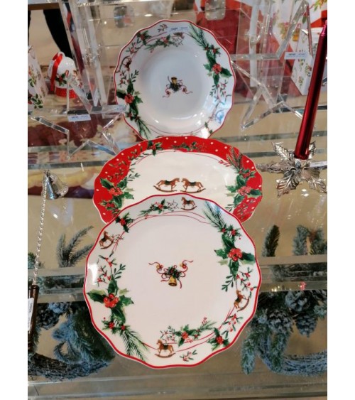 Servizio di Piatti Natalizi in Porcellana 18pz - Christmas Dream - 