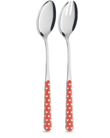 Set 4-teiliges Shabby-Chic-Vorlegebesteck - Rote Herzen -