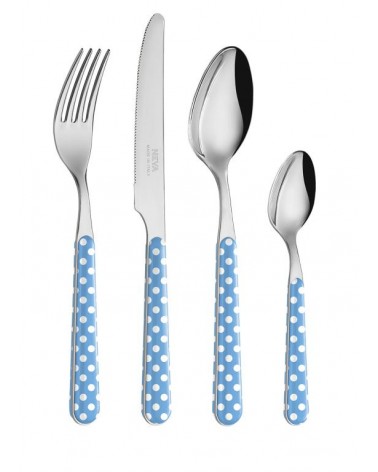 Ménagère de Couverts Moderne 24 Pièces - Pois Bleu Clair -