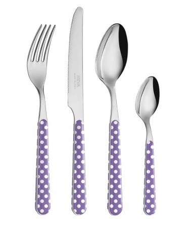 Ménagère de Couverts Moderne 24 Pièces - Pois Lilas -
