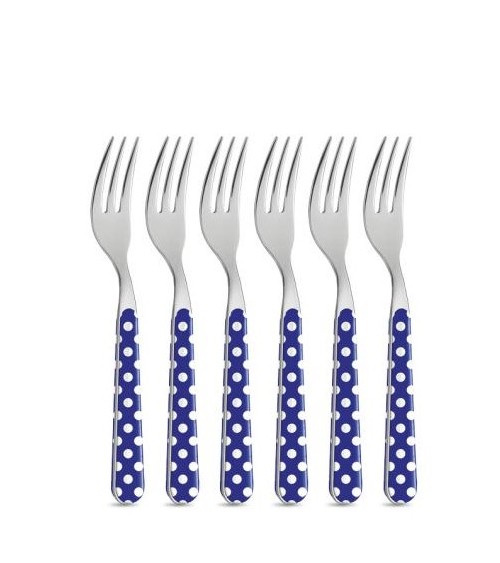 8 Piece Dessert Cutlery Set - Blue Polka Dots -