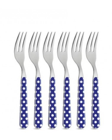 8 Piece Dessert Cutlery Set - Blue Polka Dots -