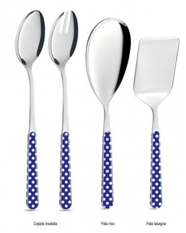 Set 4 Pezzi Posate da Portata - Pois Blu - 