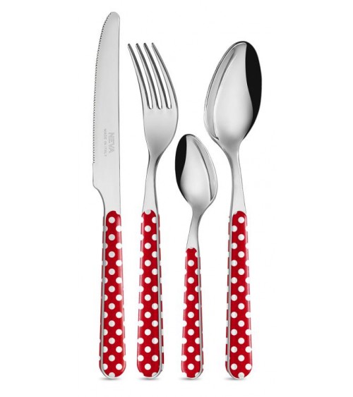 Set of modern cutlery pieces - red polka dots -  - 8054301501935