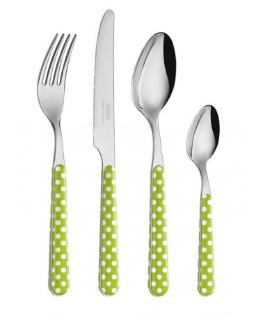 Ensemble de morceaux de couverts modernes - points de polka verts - 