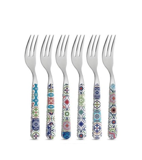 Set 8 Pz Posate da Dolce Shabby Chic Maioliche Mediterraneo - 