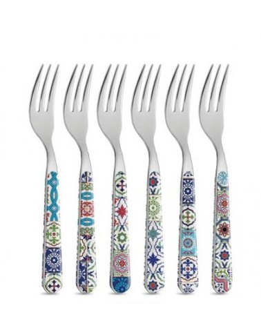 Set 8 Pcs Dessert Cutlery Shabby Chic Mediterranean Majolica -  - 