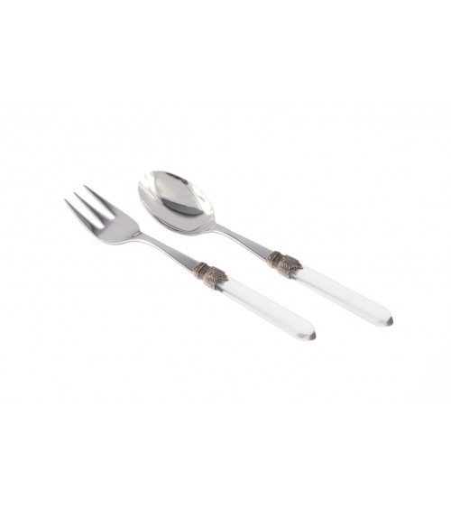 Large Serving Spoon and Fork - Venezia Set 2pcs - Transparent Handle Cutlery -  - 