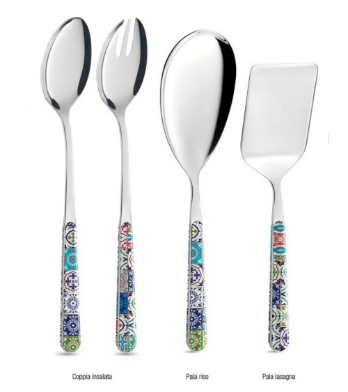 Set 4 Pcs Shabby Chic Mediterranean Majolica Serving Cutlery -  - 8056600481086