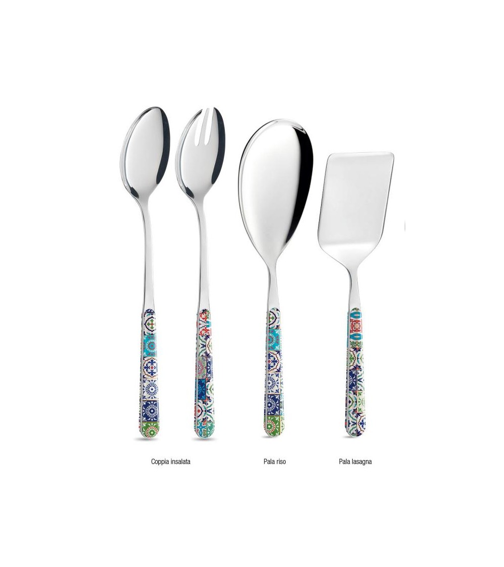 Set 4 Pcs Shabby Chic Mediterranean Majolica Serving Cutlery -  - 8056600481086