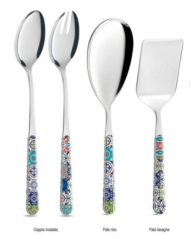 Set 4 Pcs Shabby Chic Mediterranean Majolica Serving Cutlery -  - 8056600481086