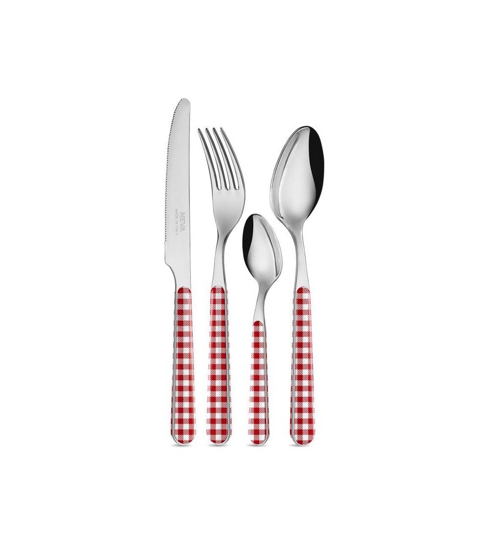 Set 24 Pezzi Posate Shabby Chic - Tovagliato Rosso - 