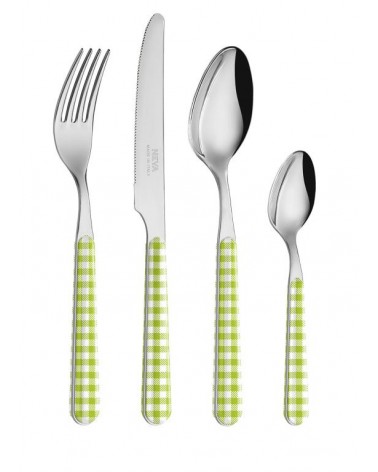 24-Piece Shabby Chic Cutlery Set - Green Tablecloth -  - 8054301501577