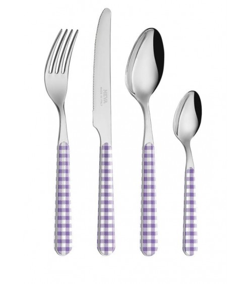 Set 24 Pezzi Posate Shabby Chic - Tovagliato Lilla - 