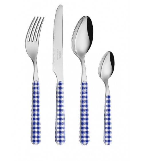 Set 24 Pezzi Posate Shabby Chic - Tovagliato Blu - 