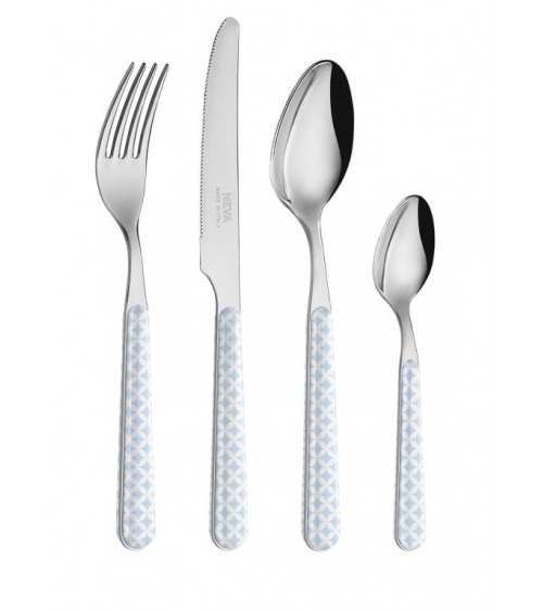 Set 24 Couverts Modernes - Bleu Clair Optique - 