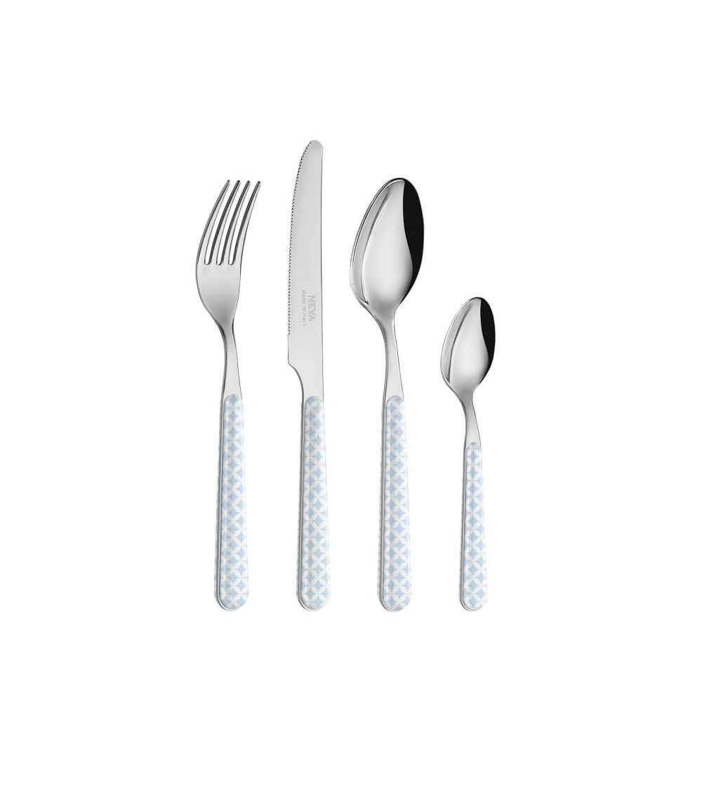 Set 24 Couverts Modernes - Bleu Clair Optique - 