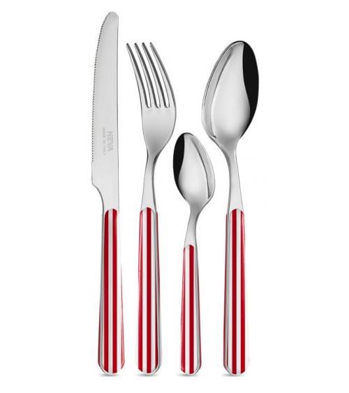 Set 24-teiliges provenzalisches Besteck - Roter Strip - 