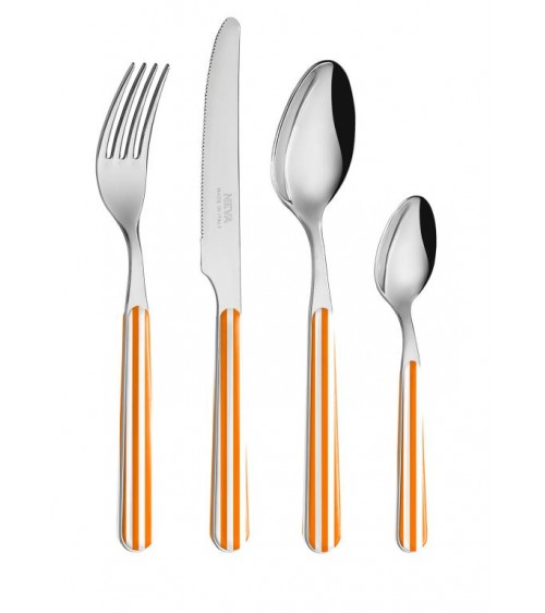 Set 24 Pezzi Posate Provenzali - Strip Arancio - 