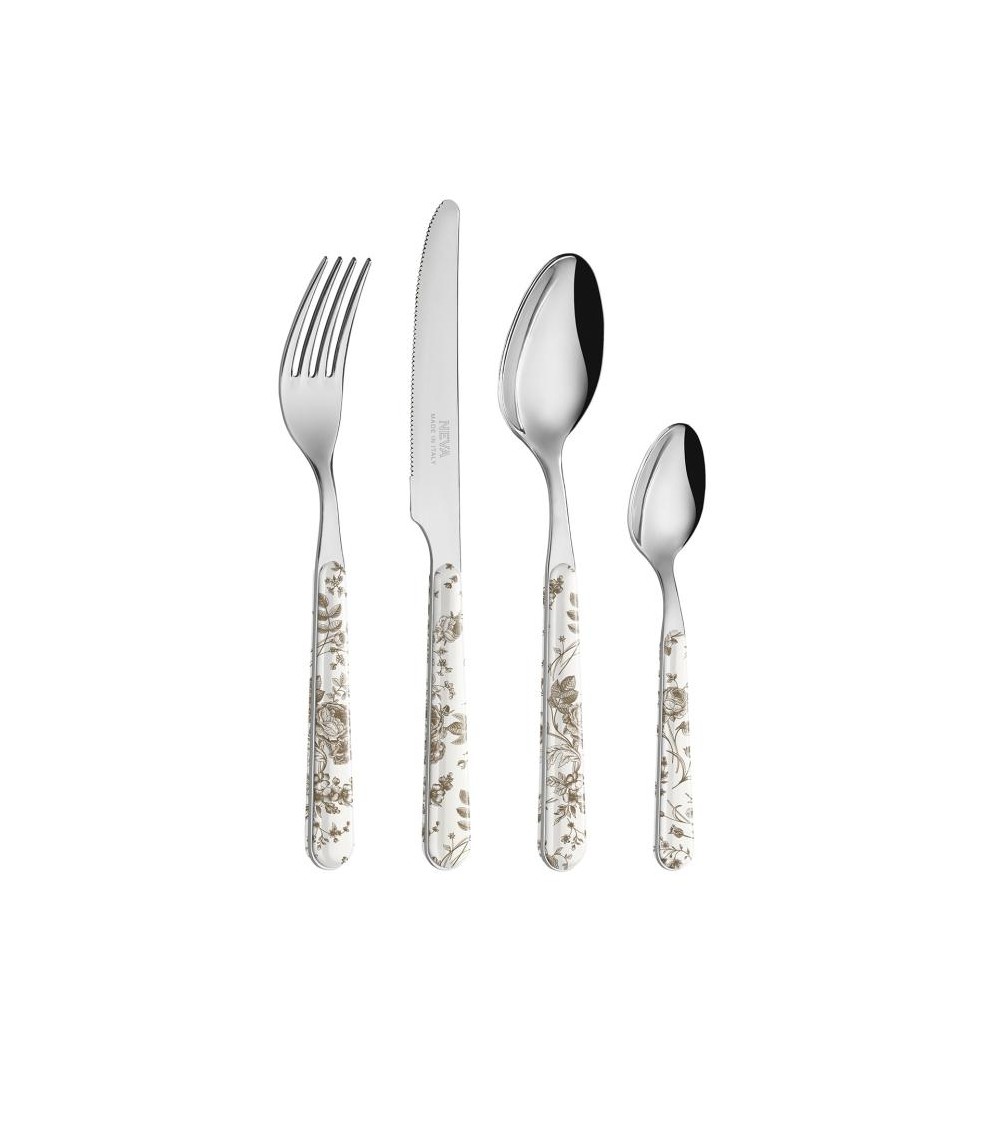 24 Pieces Shabby Chic Cutlery Set - Taupe China Roses -  - 8053800188333