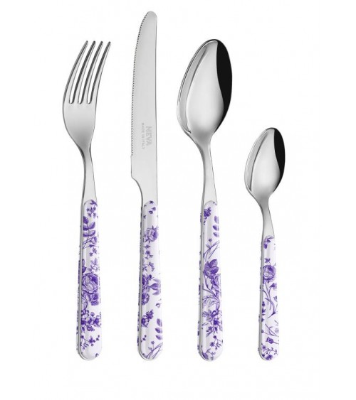 24 Pieces Shabby Chic Cutlery Set - China Roses Lilac -  - 8053800188241