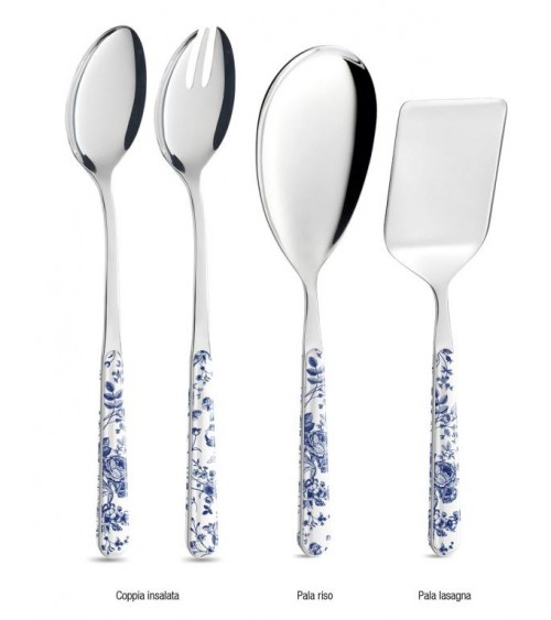 China Roses Blu - Set 4 Pezzi Posate da Portata - 