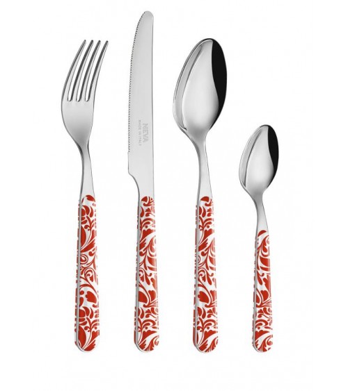Set 24 Pezzi Posate Moderne - Vintage Rosso - 