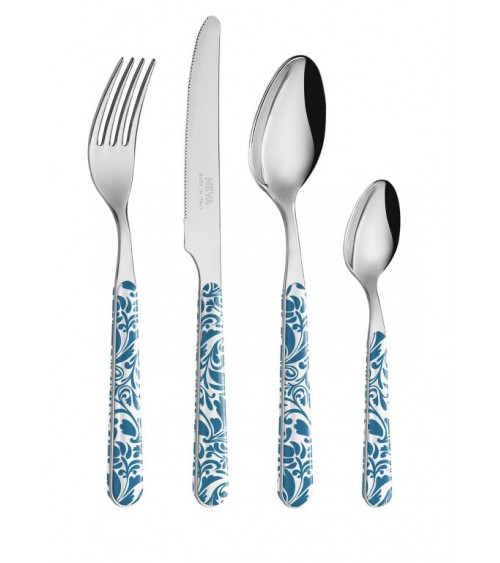 Set de 24 Couverts Modernes - Bleu Sarcelle Vintage - 