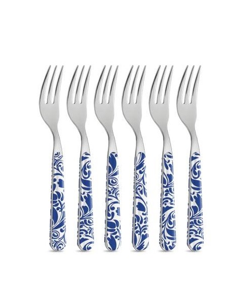 Ensemble 8 Pcs Couverts à Dessert Modernes - Bleu Vintage - 