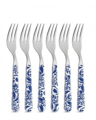 Ensemble 8 Pcs Couverts à Dessert Modernes - Bleu Vintage - 