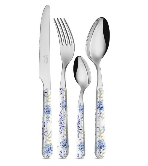 Set 24 Pezzi Posate Provenzali - Vintage Floreal Azzurro - 
