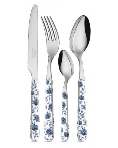 Set 24 Pezzi Posate Provenzali - Vintage Floreal Blu - 
