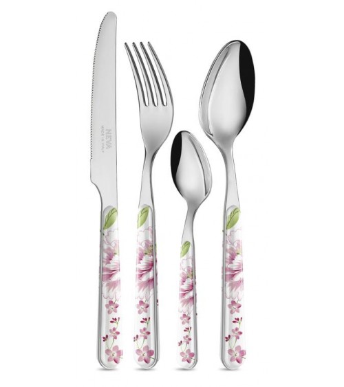 Set 24 Pezzi Posate Provenzali - Vintage Floreal Rosa - 